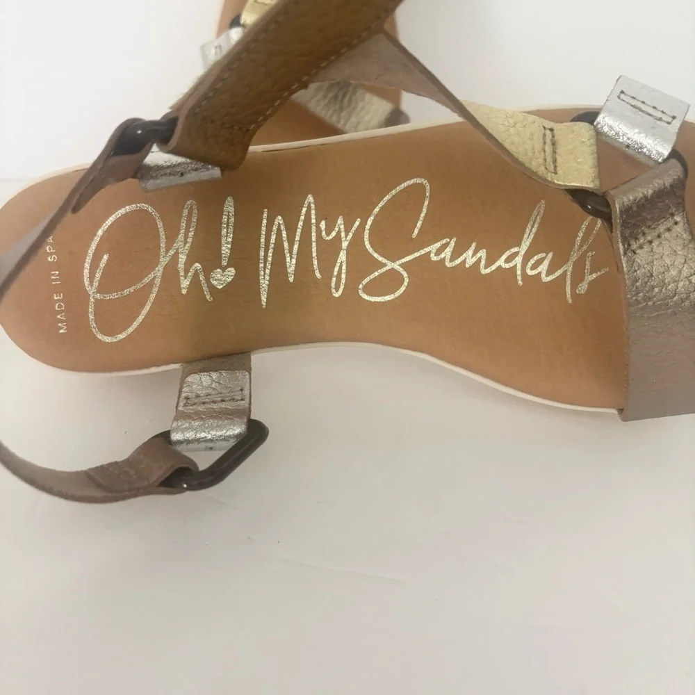 Oh! My Sandals Metallic Multi-Strap Platform Sandals Made in Spain EU 38 US 8
